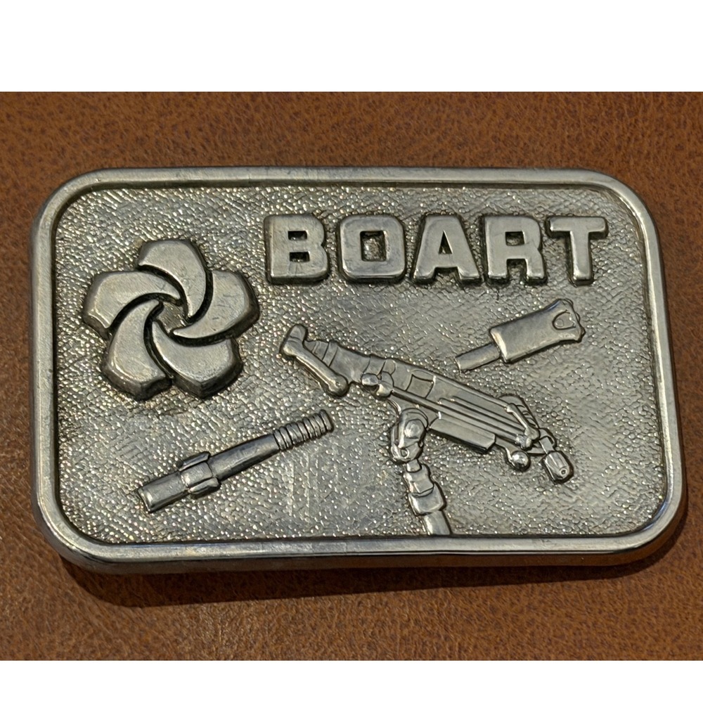 Vintage 1989 Boart Longyear Drilling Belt Buckle Silver Tone Mining Rock Drill